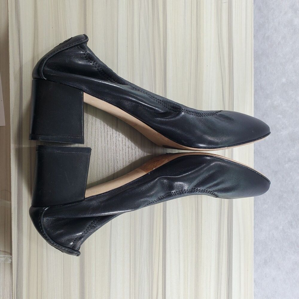 8.5 Tory Burch 55 MM Eddie Pump Chunky Block Heel Ballet Perfect Black Soft - Picture 8 of 10